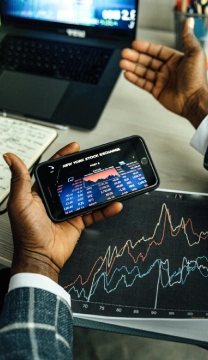 Stocks and indices trading view on online trading platform for traders